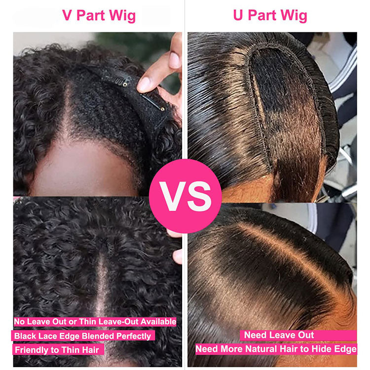 Kinky Straight U Part Wig Glueless 10A Brazilian Virgin Human Hair Wigs - KissLove Hair