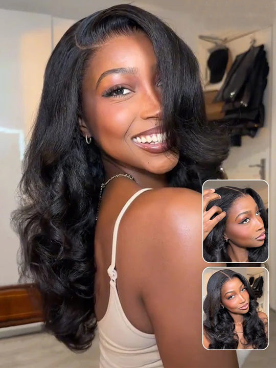 Kisslove C-Part Wavy Wig Kinky Straight Texture Loose Wave Wear & Go 7x5 Glueless Lace Wig - KissLove Hair