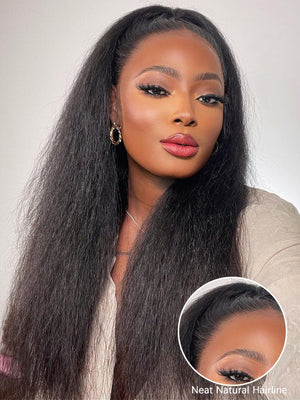 Kisslove Newborn Hairline Kinky Straight Hair Invisi-Drawstring 360 Lace Wig Pre Everything Glueless Wigs - KissLove Hair