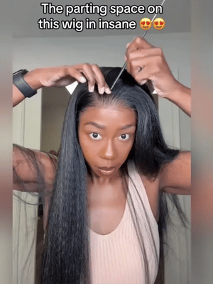Pre Everything Kinky Straight Hair With Kinky Edges Human Hair Pull & Go Drawstring Wig - KissLove Hair