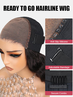 Pre Styled Side Part Body Wave Bob Wig Glueless Invisi-Drawstring Ready to Go Short Bob Wigs - KissLove Hair