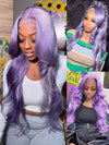 Lavender Hair Loose Body Wave 13x4 Lace Front Wig Pre Bleached Colored Human Hair Wigs