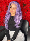 Lavender Hair Loose Body Wave 13x4 Lace Front Wig Pre Bleached Colored Human Hair Wigs