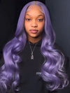 Lavender Hair Loose Body Wave 13x4 Lace Front Wig Pre Bleached Colored Human Hair Wigs