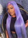 Lavender Hair Loose Body Wave 13x4 Lace Front Wig Pre Bleached Colored Human Hair Wigs