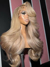 Ash Blonde Hair With Curtain Bangs Wig Glueless 5x5 Lace Front Wigs 3D Body Wave