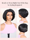 Pre Layered Yaki Straight Pixie Cut Bob Wig 6x4.5 Glueless Honey Blonde Highlight Short Bob Wigs