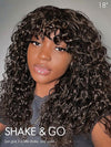 Bouncy Natural Wave Wig with Bangs Glueless 3x1 Lace Pull & Go Drawstring Wig