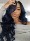 Flawless Navy Blue 3D Body Wave Lace Frontal Wig Pre Plucked Pull & Go Drawstring Glueless Wig