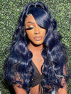 Flawless Navy Blue 3D Body Wave Lace Frontal Wig Pre Plucked Pull & Go Drawstring Glueless Wig