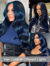 Flawless Navy Blue 3D Body Wave Lace Frontal Wig Pre Plucked Pull & Go Drawstring Glueless Wig