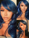 Flawless Navy Blue 3D Body Wave Lace Frontal Wig Pre Plucked Pull & Go Drawstring Glueless Wig