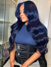 Flawless Navy Blue 3D Body Wave Lace Frontal Wig Pre Plucked Pull & Go Drawstring Glueless Wig