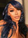 Flawless Navy Blue 3D Body Wave Lace Frontal Wig Pre Plucked Pull & Go Drawstring Glueless Wig