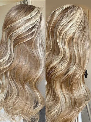 Kisslove Hair Blonde Balayage On Brown Hair 3D Body Wave 13x6 Lace Front Human Hair Wigs - KissLove Hair