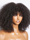 Glueless 250% Density Brown Highlights Kinky Curly 3x1 Middle Part Bob Wig with Bangs Pull & Go Wig