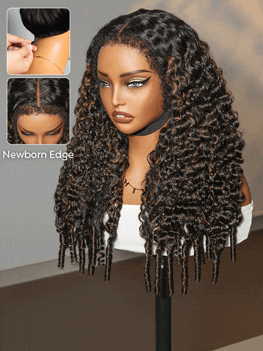 Kisslove Hair Brown Highlight Burmese Curly 13x6 Lace Frontal Wig Pre Everything Glueless Human Hair Wig - Kisslove Hair
