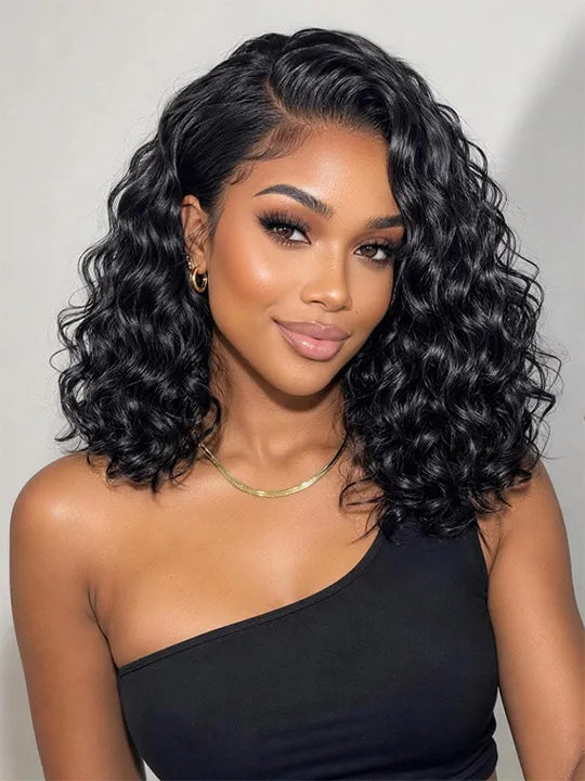 Water Wave Pull & Go Pre Styled 7x5 Lace Front Bob Wig Glueless Natural Wave Short Bob Wigs - KissLove Hair