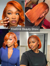 Ginger Color Short Bob Wig Pre Plucked 13x4 Lace Frontal Glueless Pull & Go Drawstring Wig