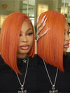 Ginger Color Short Bob Wig Pre Plucked 13x4 Lace Frontal Glueless Pull & Go Drawstring Wig
