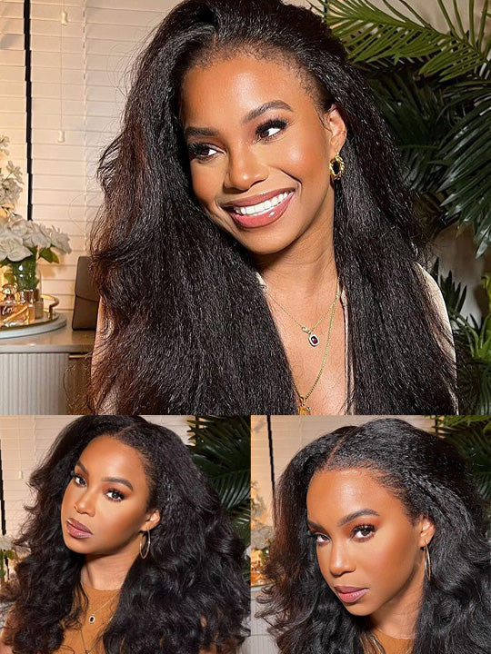 Kisslove Pre Plucked Yaki Body Wave Wig Snug Fit Invisi-Drawstring 360 Lace Wig with Newborn Hairline - KissLove Hair