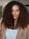 [3 In 1 Half Wig] Ombre Kinky Curly Hair Afforadble Invisi-drawstring Glueless Flip Over Wig