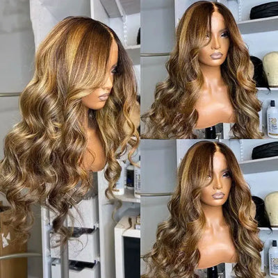 Ombre Highlight Wig 3D Body Wave 4x4 13x4 13x6 Transparent Lace Front Human Hair Wigs - KissLove Hair