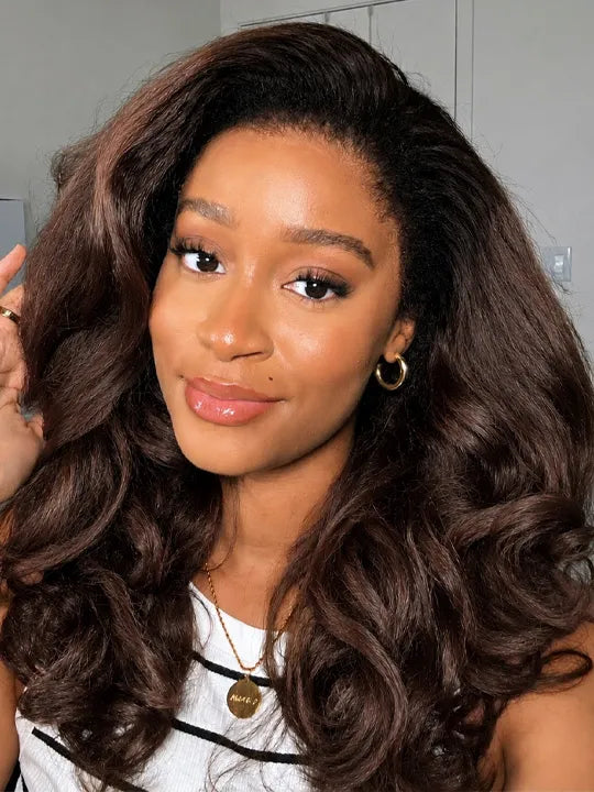 Kisslove Invisi-Drawstring 360 Lace Wig Ombre Brown Hair Yaki Body Wave Wigs with Newborn Hairline - KissLove Hair