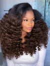 Kisslove Invisi-Drawstring 360 Lace Wig Ombre Brown Hair Yaki Body Wave Wigs with Newborn Hairline