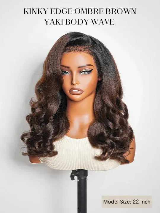 Kisslove Invisi-Drawstring 360 Lace Wig Ombre Brown Hair Yaki Body Wave Wigs with Newborn Hairline - KissLove Hair