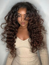 Kisslove Invisi-Drawstring 360 Lace Wig Ombre Brown Hair Yaki Body Wave Wigs with Newborn Hairline