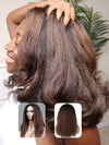 [3 In 1 Half Wig] Flip Over Half Wig Ombre Brown Yaki Straight Human Hair Wigs