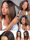 Ombre Black To Brown Light Yaki Straight Wig 4x4/6x4.5/13x4 Pre Max Pull Go Drawstring Wig