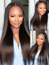 Ombre Black To Brown Light Yaki Straight Wig 4x4/6x4.5/13x4 Pre Max Pull Go Drawstring Wig