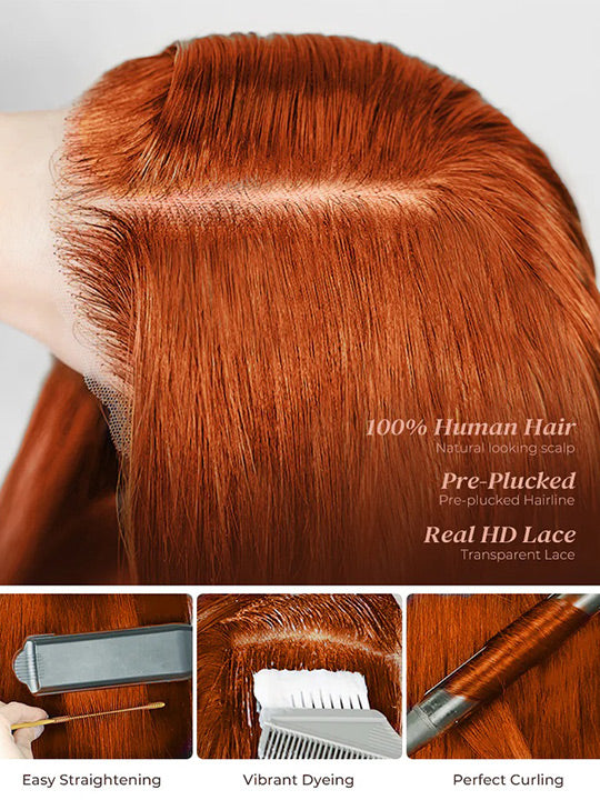 13x6 HD Lace Front Wig Ginger 3D Body Wave Brazilian Human Hair Lace Wigs - KissLove Hair