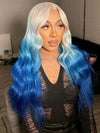 BOGO Ombre Color Pink/Blue 13x4 Lace Front Wig Pre Bleached Colored Human Hair Wigs