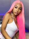 BOGO Ombre Color Pink/Blue 13x4 Lace Front Wig Pre Bleached Colored Human Hair Wigs