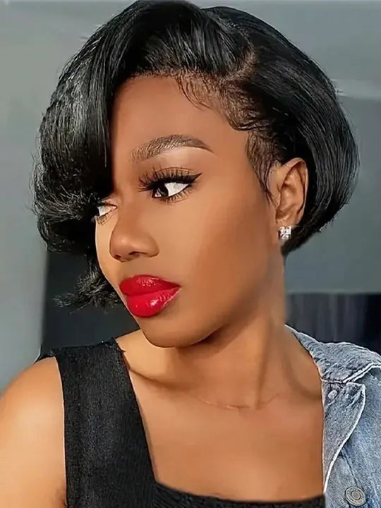 BOGO Straight Hair Pixie Hair Cut Pre Plucked Human Hair Short Bob Wigs - Kisslove Hair