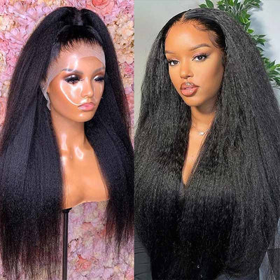 Yaki 360 Transparent Lace Frontal Wig Kinky Straight Virgin Human Hair Wigs Pre Plucked - Kisslove Hair