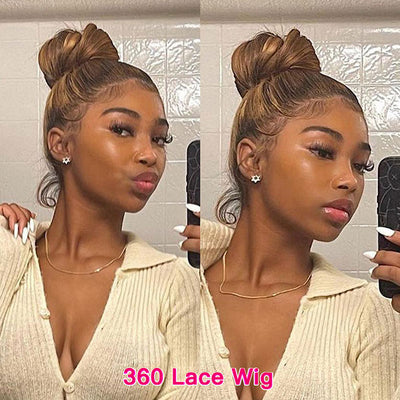 Highlights Pre Plucked 360 Transparent Lace Frontal Wig Straight Human Hair Wigs - Kisslove Hair