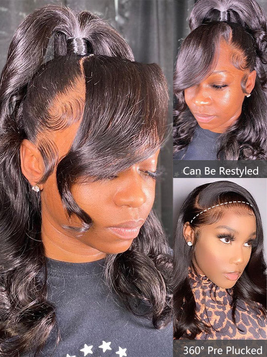 Kisslove Hair Pre Styled Side Part Body Wave Bob Wig Glueless Invisi Drawstring 360 Lace Frontal Wig