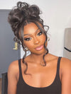 KissLove Pre Styled Flexible Fit Invisi-Drawstring 360 Lace Wig Body Wave High Bun Style Wig with Bangs