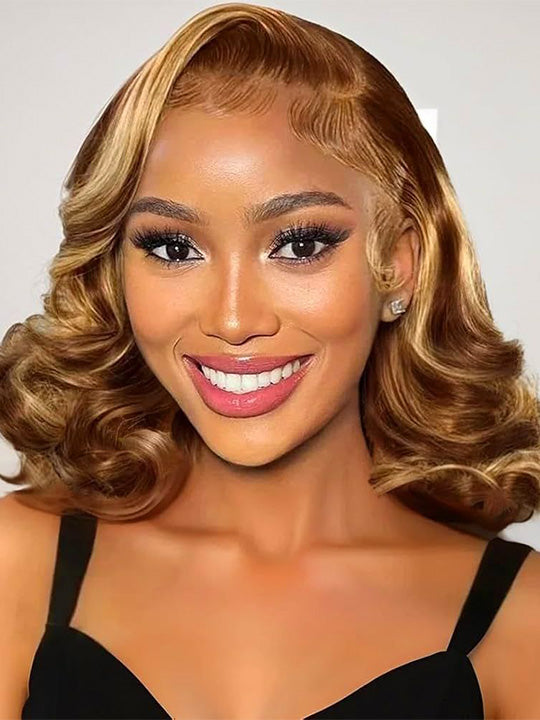 Partial Body Wave Pre Styled Side Part Body Wave Bob Wig Glueless Colored Bob Human Hair Wig
