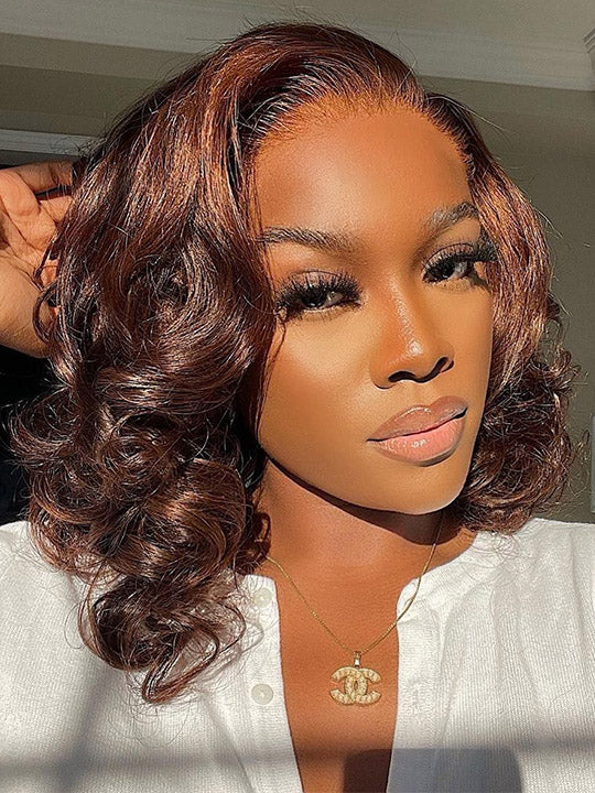 Pre Styled Side Part Colored Body Wave Bob Wig Glueless Drawstring Ready to Go Wigs
