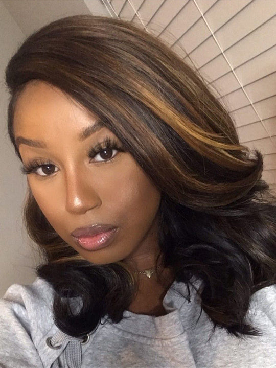 Pre Styled Side Part Colored Body Wave Bob Wig Glueless Drawstring Ready to Go Wigs