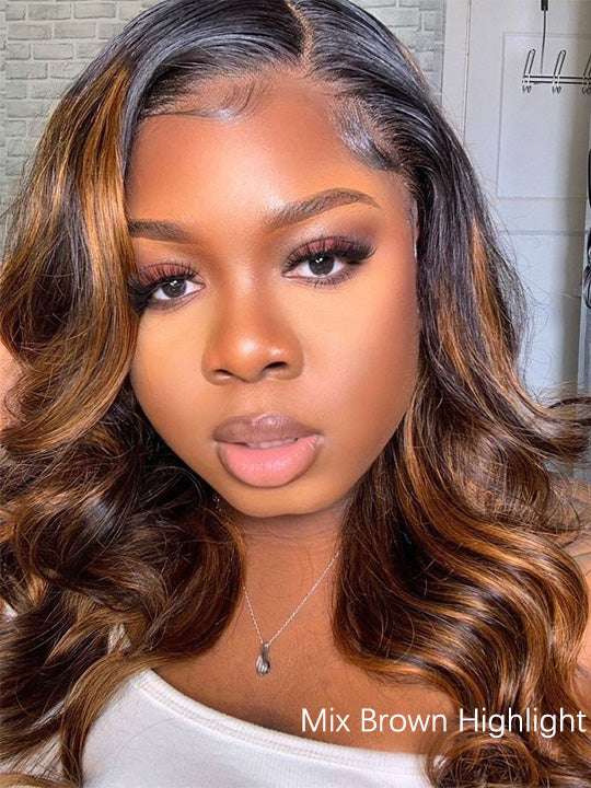 Pre Styled Side Part Colored Body Wave Bob Wig Glueless Drawstring Ready to Go Wigs