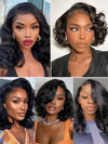 Pre Styled Side Part Body Wave Bob Wig Glueless Invisi-Drawstring Ready to Go Short Bob Wigs - KissLove Hair