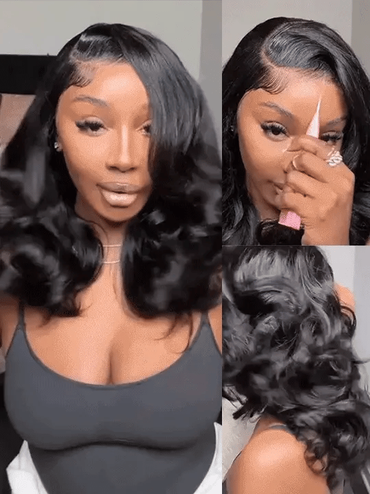 Pre Styled Side Part Body Wave Bob Wig Glueless Ready to Go Short Bob Wigs