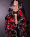 Red Highlight Wig 3D Body Wave 5x5 13x4 13x6 Lace Frontal Human Hair Wigs 180% Density - KissLove Hair