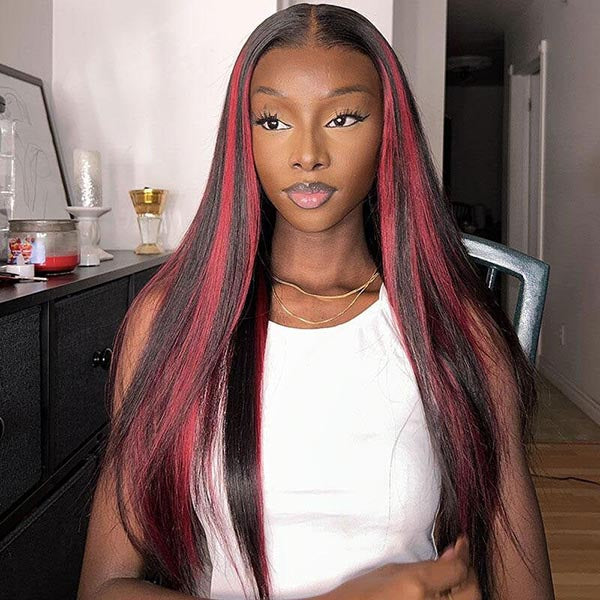Red Highlight Wig Full 13x6 Lace Frontal Human Hair Wigs- KissLove Hair